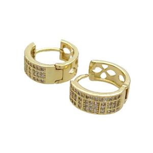 Copper Latchback Earring Pave Zircon Gold Plated, approx 16mm dia