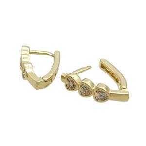 Copper Latchback Earring Pave Zircon Gold Plated, approx 11-18mm