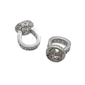 Copper Bail Pave Zircon Platinum Plated, approx 7-9mm, 6mm