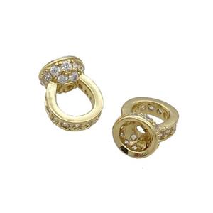 Copper Bail Pave Zircon Gold Plated, approx 7-9mm, 6mm