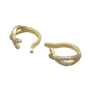 Copper Clip Earring Pave Zircon Gold Plated, approx 4mm, 12-15mm