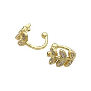 Copper Clip Earring Pave Zircon Gold Plated, approx 10mm
