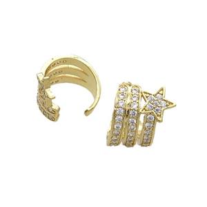 Copper Clip Earring Pave Zircon Cuff Gold Plated, approx 11mm, 12mm dia