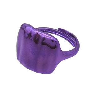 Copper Ring With Purple Lacquered Adjustable, approx 15-18mm, 18mm dia