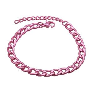 Copper Chain Bracelet Pink Lacquered, approx 6.5-10.5mm, 17-22cm length