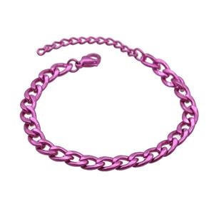 Copper Chain Bracelet HotPink Lacquered, approx 6.5-10.5mm, 17-22cm length