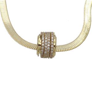Copper Necklace Pave Zircon Gold Plated, approx 11mm, 2.5mm, 40-45cm length