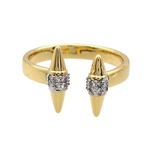 Copper Ring Pave Zircon Gold Plated, approx 4-12mm, 18mm dia
