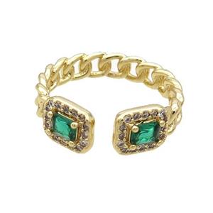 Copper Ring Pave Zircon Gold Plated, approx 7-8mm, 18mm dia