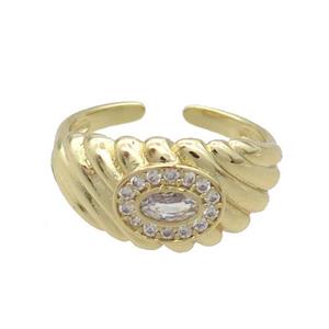 Copper Ring Pave Zircon Gold Plated, approx 10.5mm, 18mm dia