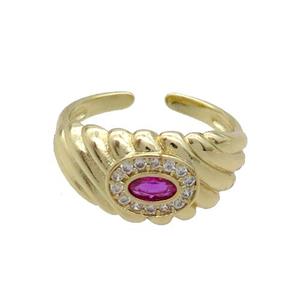 Copper Ring Pave Zircon Gold Plated, approx 10.5mm, 18mm dia