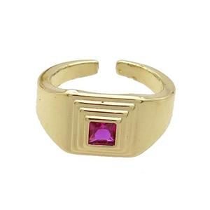 Copper Ring Pave Zircon Gold Plated, approx 10mm, 18mm dia
