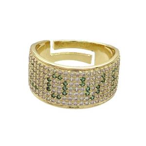 Copper Ring Pave Zircon LOVE Gold Plated, approx 10mm, 18mm dia