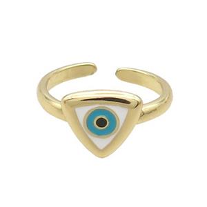 Copper Ring Enamel Evil Eye Gold Plated, approx 11mm, 18mm dia