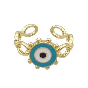 Copper Ring Enamel Evil Eye Gold Plated, approx 11mm, 18mm dia
