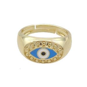 Copper Ring Enamel Evil Eye Gold Plated, approx 10mm, 18mm dia