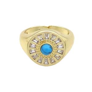 Copper Ring Pave Zircon Gold Plated, approx 14mm, 18mm dia