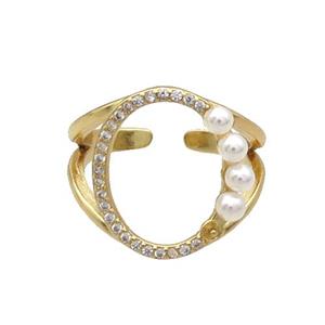 Copper Ring Pave Zircon Gold Plated, approx 17.5mm, 18mm dia