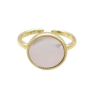 Copper Ring Pave Shell Gold Plated, approx 12.5mm, 18mm dia