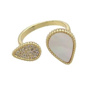 Copper Ring Pave Shell Zircon Gold Plated, approx 7.5-10mm, 10-14mm, 18mm dia