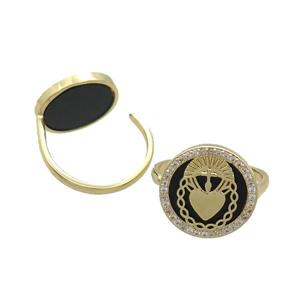 Copper Ring Pave Onyx Zircon Gold Plated, approx 16mm, 18mm dia