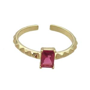 Copper Ring Pave Red Crystal Gold Plated, approx 5-7mm, 18mm dia