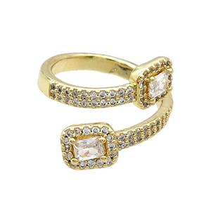Copper Ring Pave Zircon Crystal Gold Plated, approx 6-8mm, 18mm dia