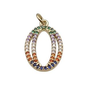 Copper Number-0 Pendant Pave Zircon Gold Plated, approx 14-18mm