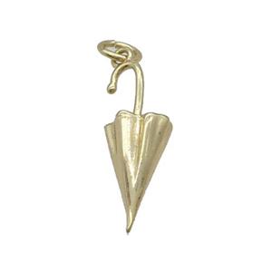 Copper Umbrella Charm Pendant Gold Plated, approx 8-18mm