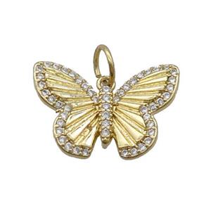 Copper Butterfly Pendant Pave Zircon Gold Plated, approx 13-20mm