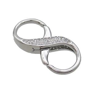 Copper 8 Clasp Pave Zircon Platinum Plated, approx 15-30mm