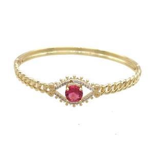 Copper Bangle Pave Hotpink Crystal Gold Plated, approx 16-24mm, 55-60mm