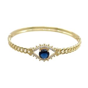 Copper Bangle Pave Blue Crystal Gold Plated, approx 16-24mm, 55-60mm