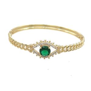 Copper Bangle Pave Green Crystal Gold Plated, approx 16-24mm, 55-60mm