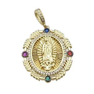 Copper Jesus Pendant Pave Zircon Religious Gold Plated, approx 26-32mm, 6-10mm