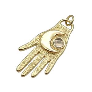 Copper Hand Charm Pendant Moon Gold Plated, approx 16-32mm