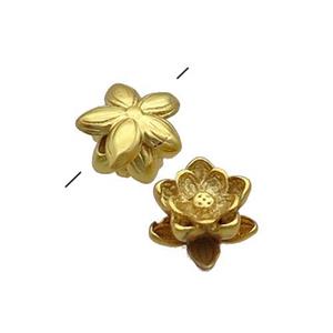 Copper Lotus Beads Flower Duck Gold Plated, approx 9mm