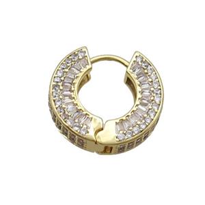 Copper Hoop Earring Pave Zircon Gold Plated, approx 18mm dia