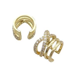 Copper Clip Earring Pave Zircon Gold Plated, approx 10mm, 13mm