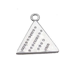 Copper Triangle Pendant Pave Zircon Platinum Plated, approx 22mm