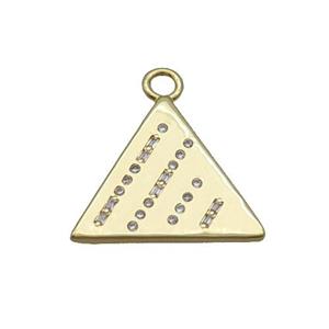 Copper Triangle Pendant Pave Zircon Gold Plated, approx 22mm