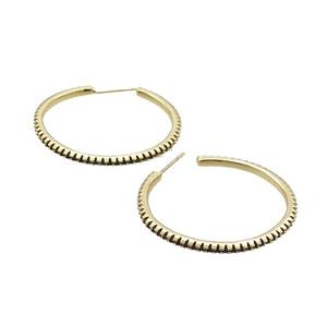 Copper Stud Earring Pave Zircon Circle Gold Plated, approx 35mm dia