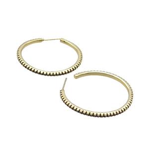 Copper Stud Earring Pave Zircon Circle Gold Plated, approx 35mm dia