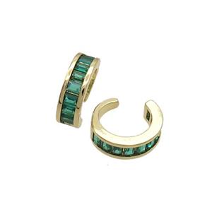 Copper Clip Earring Pave Green Zircon Gold Plated, approx 13.5mm dia