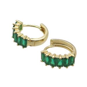Copper Hoop Earring Pave Green Zircon Gold Plated, approx 17mm dia