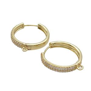 Copper Hoop Earring Pave Zircon Gold Plated, approx 16mm dia