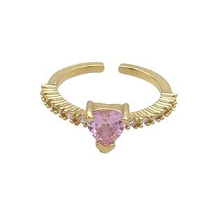 Copper Rings Pave Pink Zircon Gold Plated, approx 7mm, 18mm dia