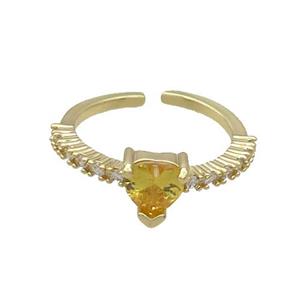 Copper Rings Pave Yellow Zircon Gold Plated, approx 7mm, 18mm dia