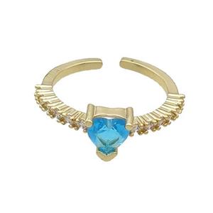 Copper Rings Pave Aqua Zircon Gold Plated, approx 7mm, 18mm dia