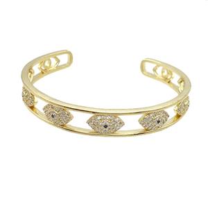 Copper Bangle Pave Zircon Eye Gold Plated, approx 9mm, 60mm dia